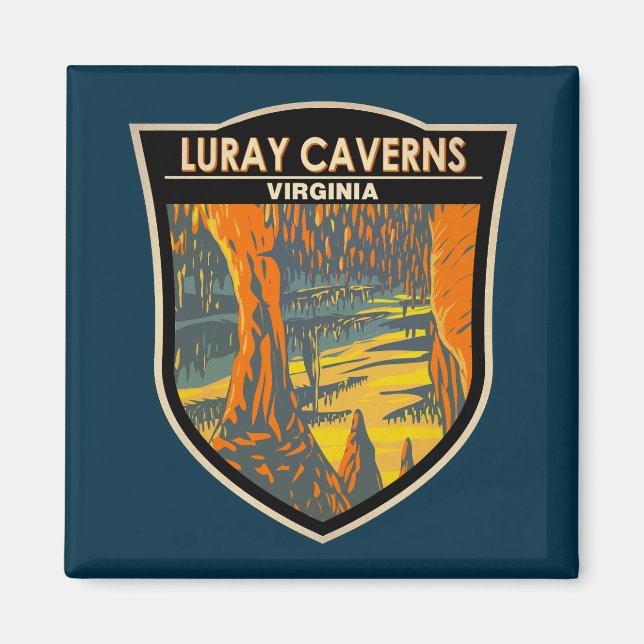 Luray Caverns Virginia Travel Art Badge Magnet (Framsidan)