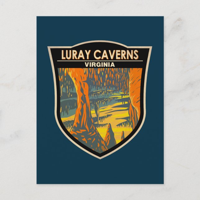 Luray Caverns Virginia Travel Art Badge Vykort (Framsida)