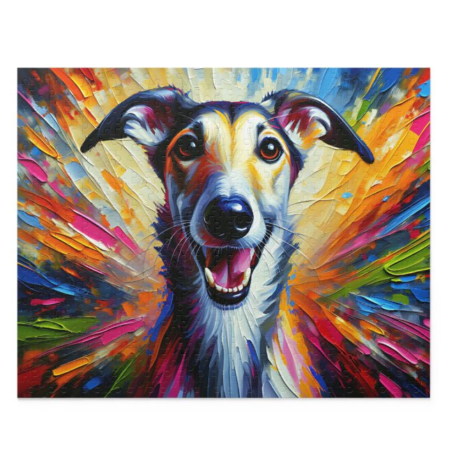 Lurcher Akrylkonst: Fawn Brindle Lång Hund Pussel (Lurcher Acrylic Art: Fawn Brindle Long Dog
)