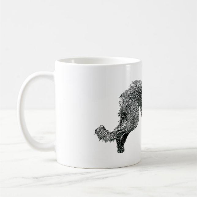 Lurcher Hund Line Teckning Art Kaffemugg (Vänster)