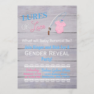 Lures eller Snöre Gender Reveal Baby Showen Inbjudningar