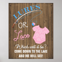 Lures eller Snöre Wooden Gender Reveal Baby-tecken Poster
