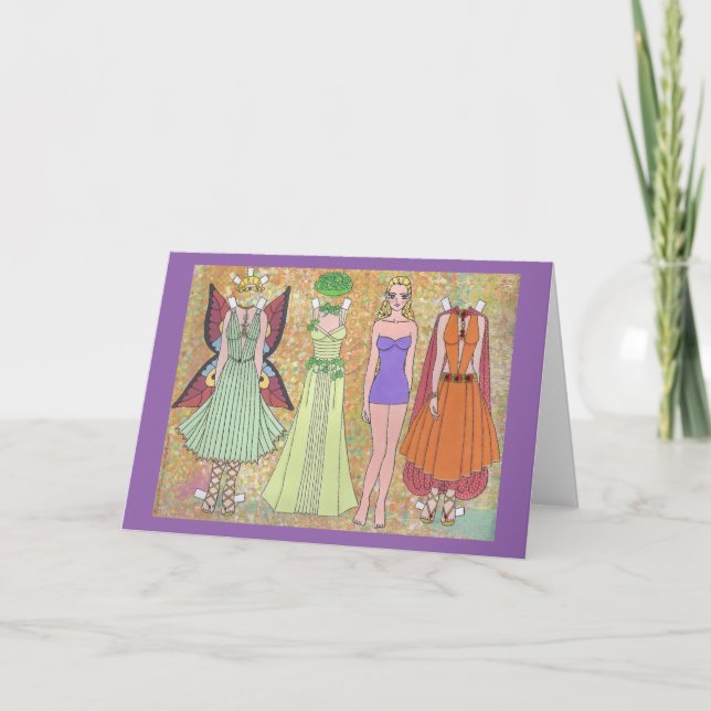 Luriel the Woodland Elf Papper Doll Blank Card Helgkort (Framsida)