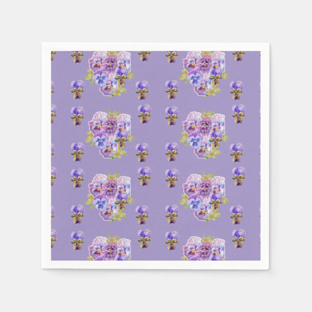 Lurvig lila pensé viola serviett lila pappersservett (Framsidan)