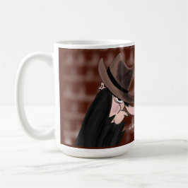 Lurvig seriefigur av skurk kaffemugg
