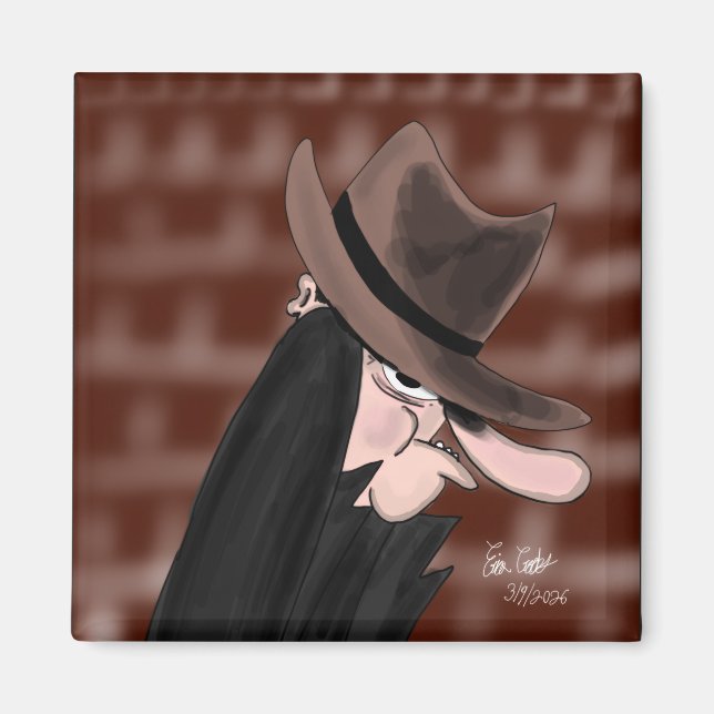 Lurvig seriefigur av skurktyp magnet (Framsidan)