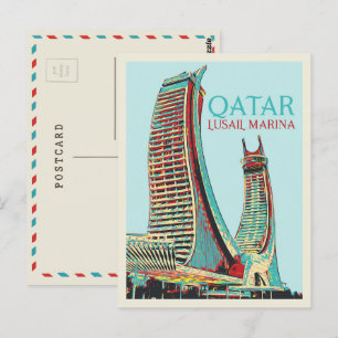 Lusail Marina byggnad illustration Qatar Postcar Vykort