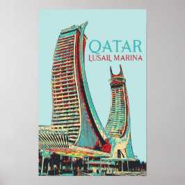 Lusail Marina byggnad illustration Qatar Poster