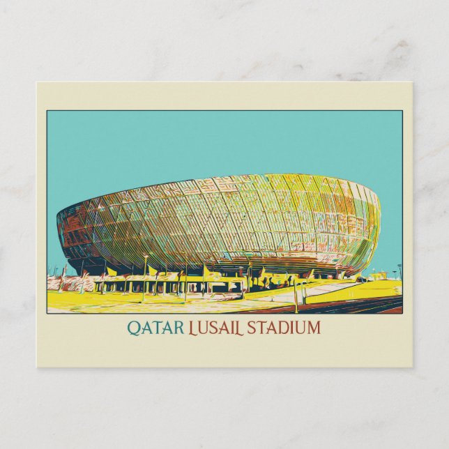 Lusail Stadium-arkitekturillustration Qatar Pos Vykort (Framsida)