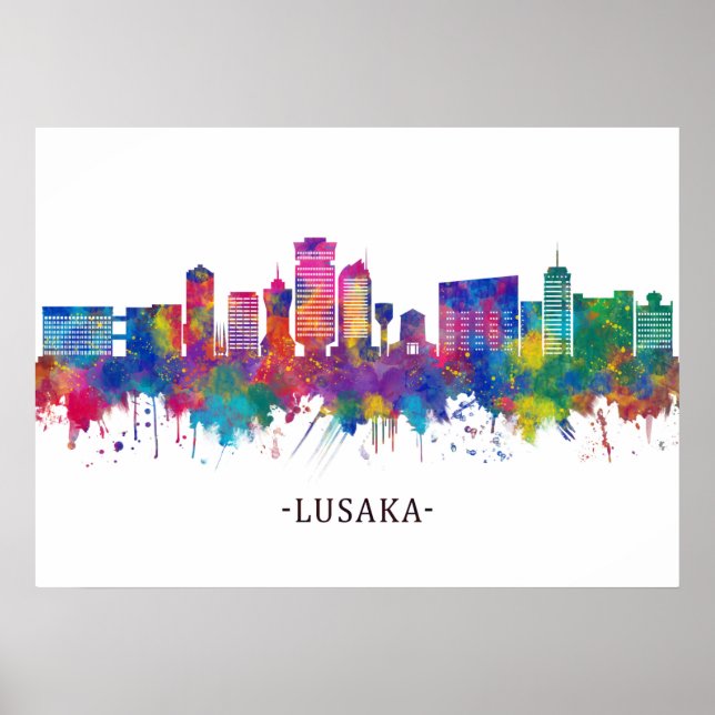 Lusaka Zambia Skyline Poster (Framsidan)