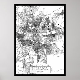 Lusaka Zambia stads karta Poster