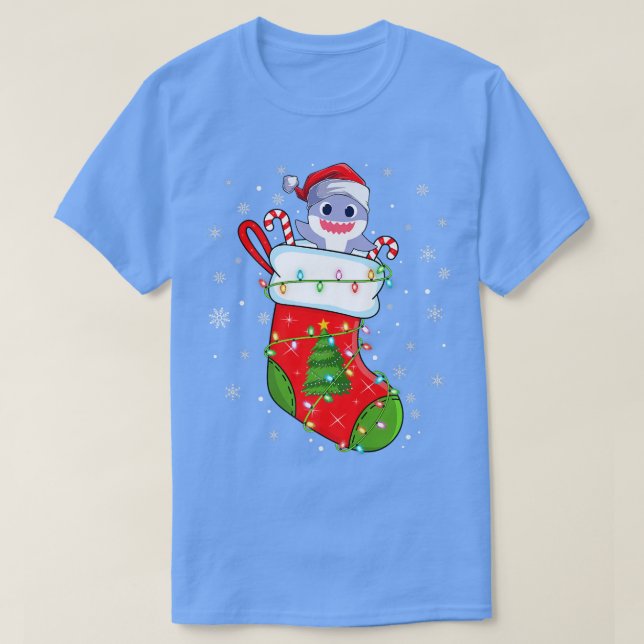 Lusaktig haj i julklapp Santa Shark Julafton T Shirt (Design framsida)