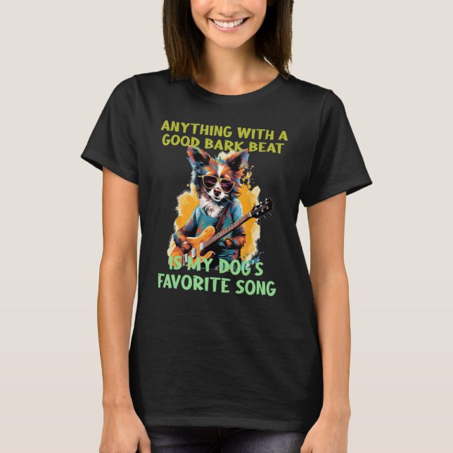 Lusande barking Beat med Sten'n Roll Hund T Shirt (Framsida)