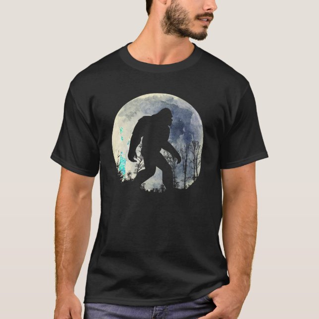 Lusande bigfoot sasquatch fullt måne T Shirt (Framsida)