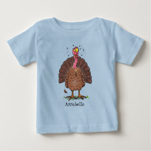 Lusande brun farmyardkalkon med flugernas tecknad t shirt