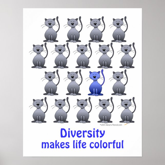 Lusande Cat Diversity School Motivational Poster (Framsidan)