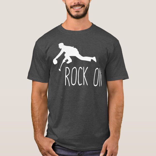 Lusande Curling Sten på Coola Curler Gift T Shirt (Framsida)