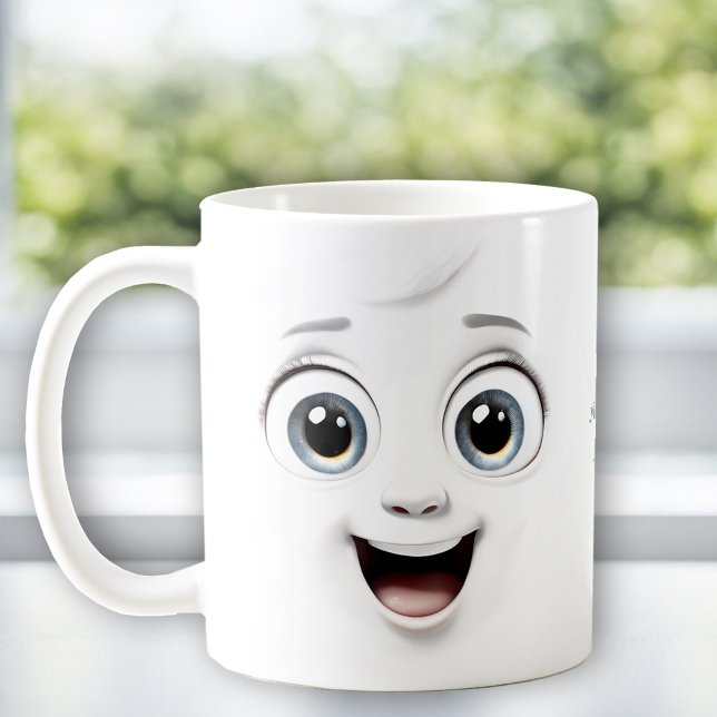 Lusande eget namn för Ansikte Cute Kaffemugg (Funny Smiling Face Cute Custom Name Coffee Mug)