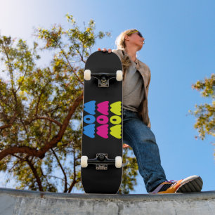 Lusande färgstark WOW som visar enkel Rosa blå gul Mini Skateboard Bräda 18,5 Cm
