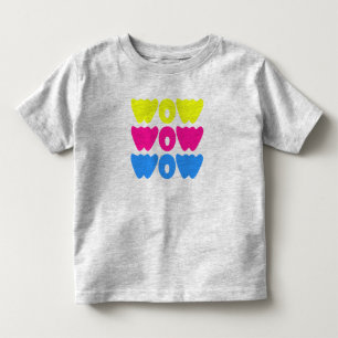 Lusande färgstark WOW som visar enkel Rosa blå gul T Shirt