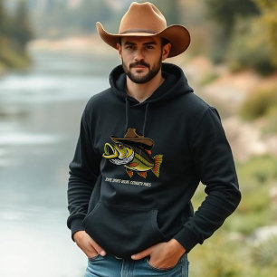 Lusande fisk som bar en Cowboy Hat-Pappa- Hoodie