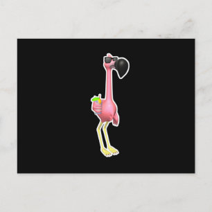 Lusande flamingo med drink vykort