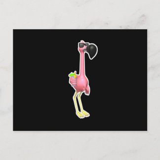 Lusande flamingo med drink vykort