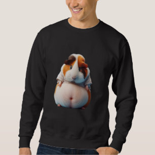 Lusande fluffy guinea gris med Big Belly, Tjock ma Lång Ärmad Tröja