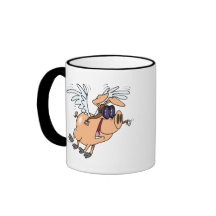 Lusande flygande tecknad för flygblad i gris