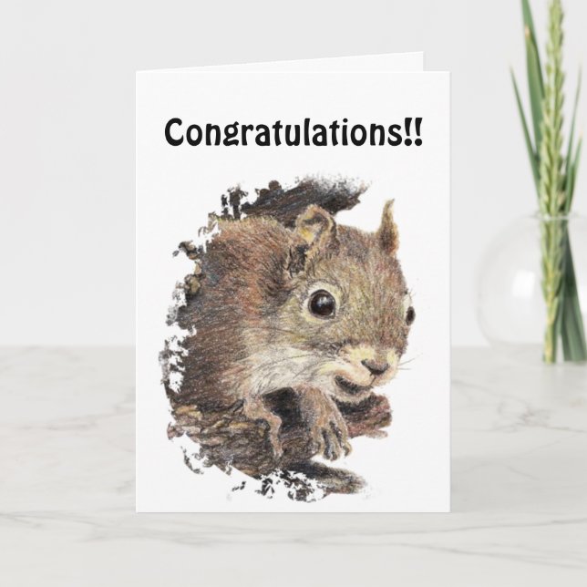 Lusande Grattisar med Cute Squirrel Animal Kort (Framsida)