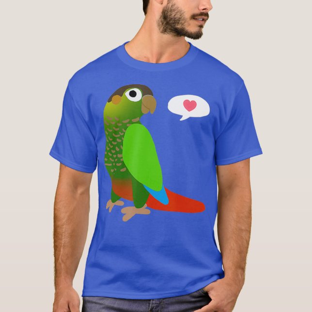 Lusande Grönt Cheek Conure with Heart Shirt Parrot T (Framsida)