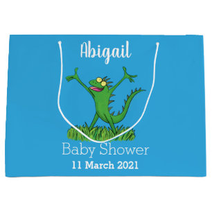 Lusande grönt leende animerad iguana lizard