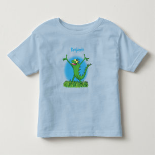 Lusande grönt leende animerad iguana lizard t shirt
