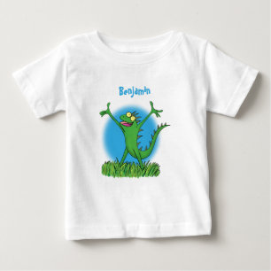 Lusande grönt leende animerad iguana lizard t shirt