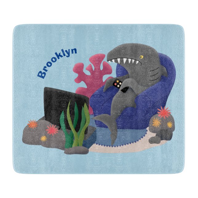 Lusande haj som tittar på TV-tecknaden (Framsidan)