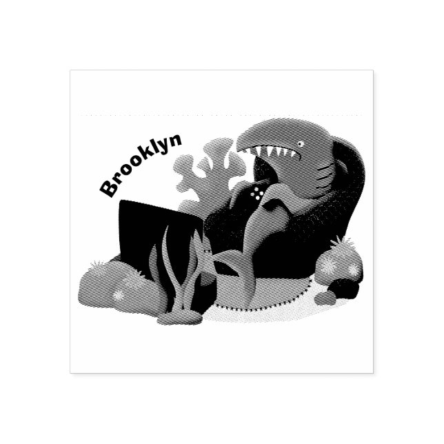 Lusande haj som tittar på TV-tecknaden Stämpel (Tryck)