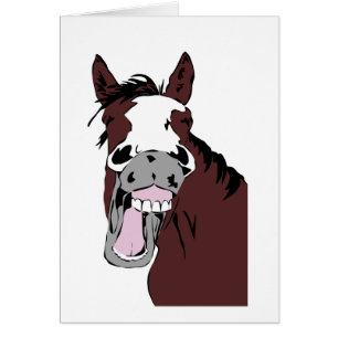 Lusande häst, med attityd,Vattenfärgat djur Humor Hälsningskort