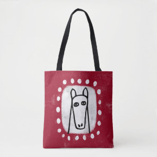 Lusande häst på rött tote Bag Tygkasse
