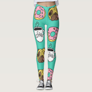 Lusande hundar, nötter, kaffe mönster. leggings