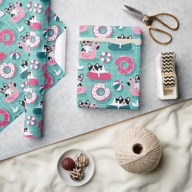 Lusande hundar vid Beach Flamingos Presentpapper (Hantverk)