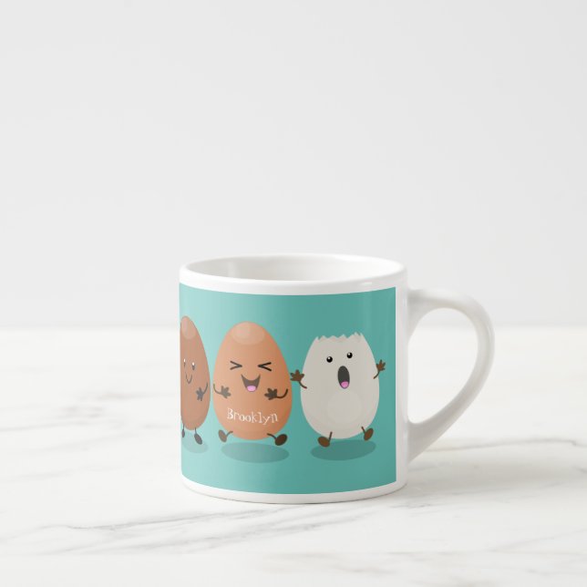 Lusande illustration av kawaiiäggens lustiga teckn espressomugg (Höger)