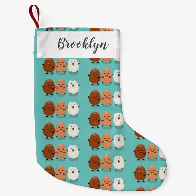 Lusande illustration av kawaiiäggens lustiga teckn liten julstrumpa (Framsidan)