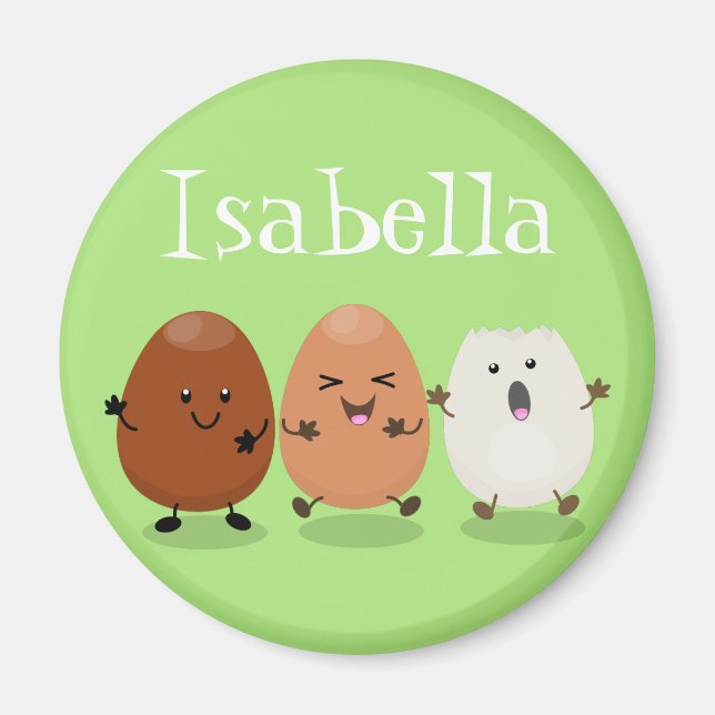 Lusande illustration av kawaiiäggens lustiga teckn magnet (Framsidan)