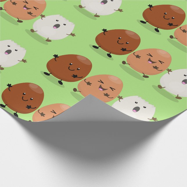 Lusande illustration av kawaiiäggens lustiga teckn presentpapper (Hörn)