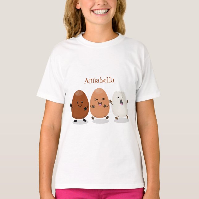 Lusande illustration av kawaiiäggens lustiga teckn t shirt (Framsida)