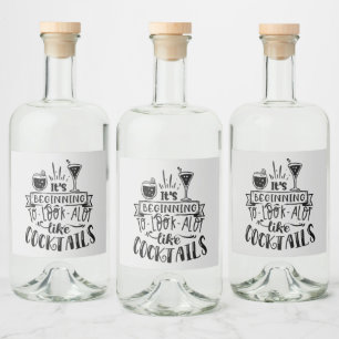 Lusande julcocktails ord art spritflaskor etikett