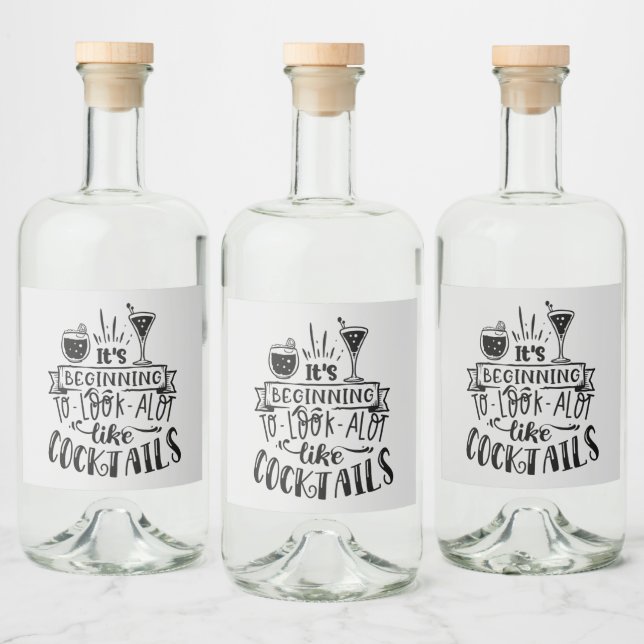 Lusande julcocktails ord art spritflaskor etikett (Flaskor)