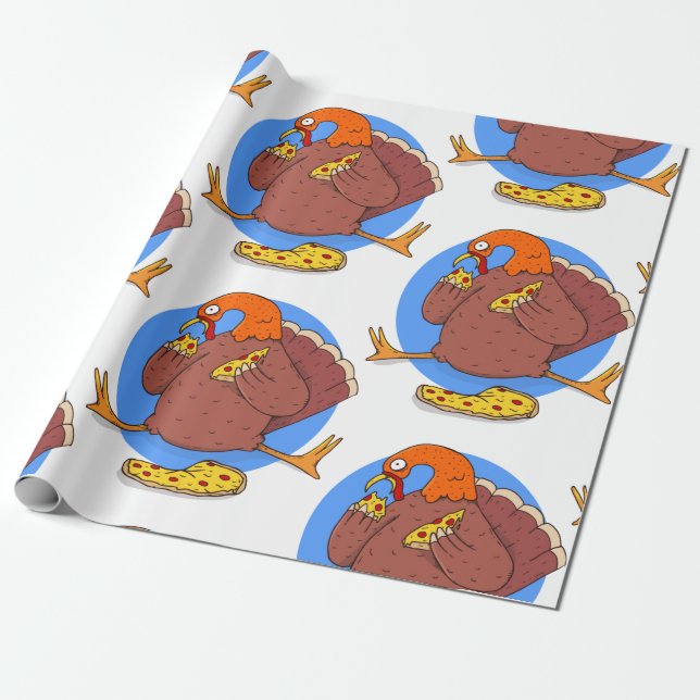 Lusande kalkonpizza från happy thanksgiving presentpapper (Utrullad)