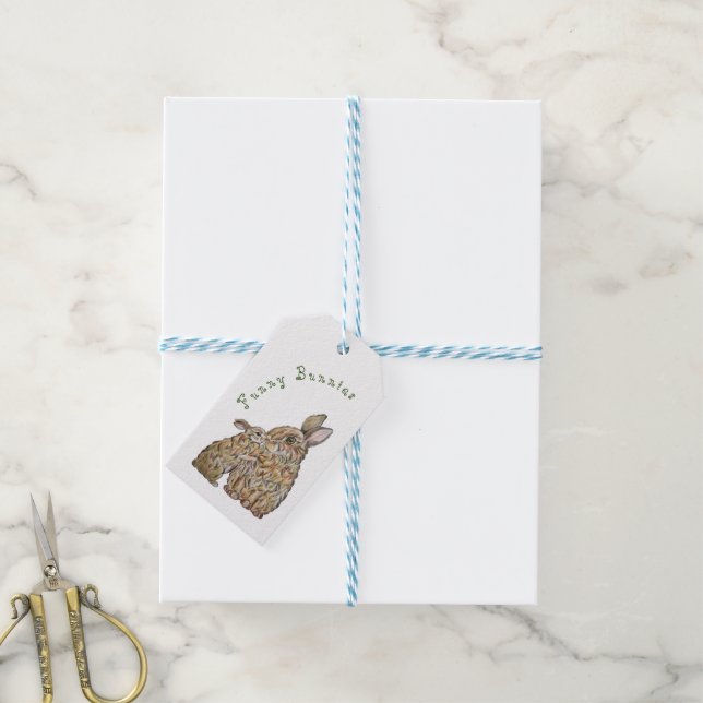 Lusande kaniner. Pencil teckning Presentetikett (Med Snöre)