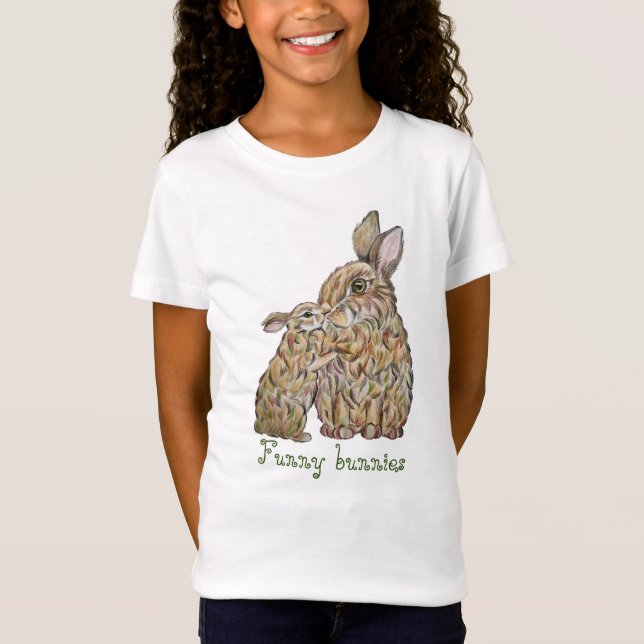 Lusande kaniner. Pencil teckning T Shirt (Framsida)